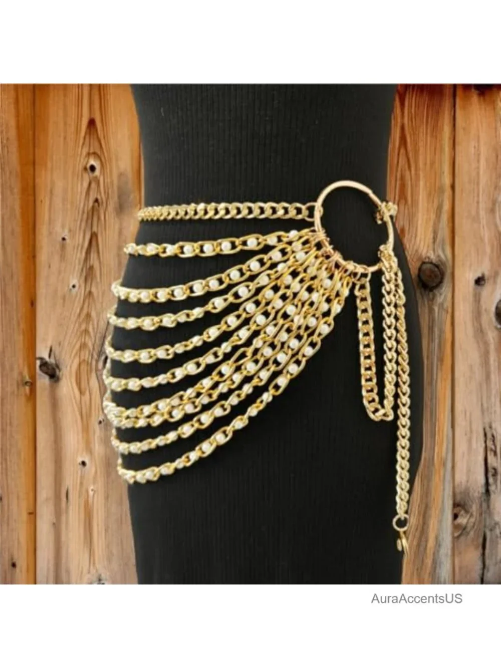Sexy Multilayer Metal Pearl Waist Chain Belt Fashion Waist Accessory